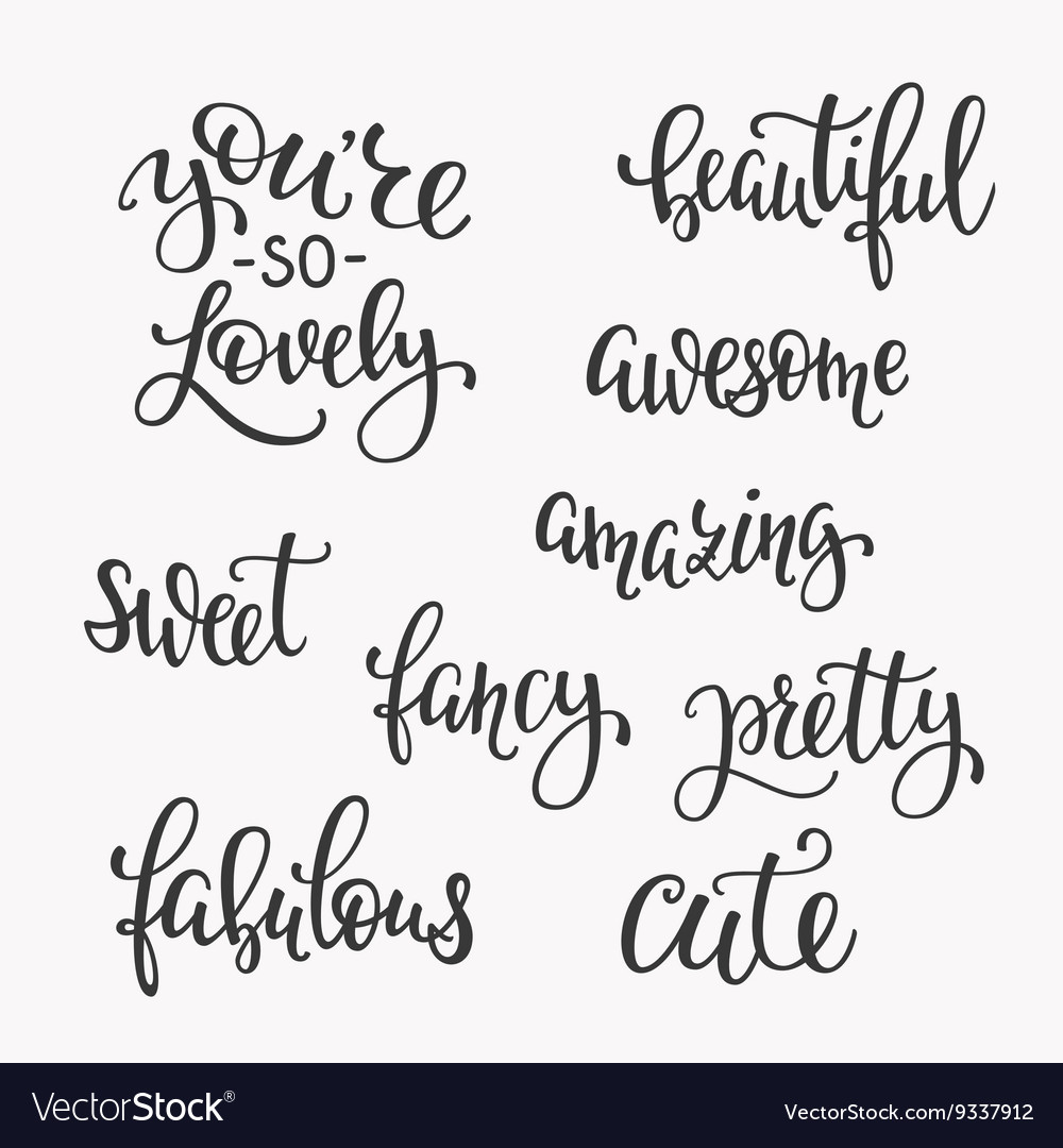 Friendship Family and Romantic love lettering set Vector Image