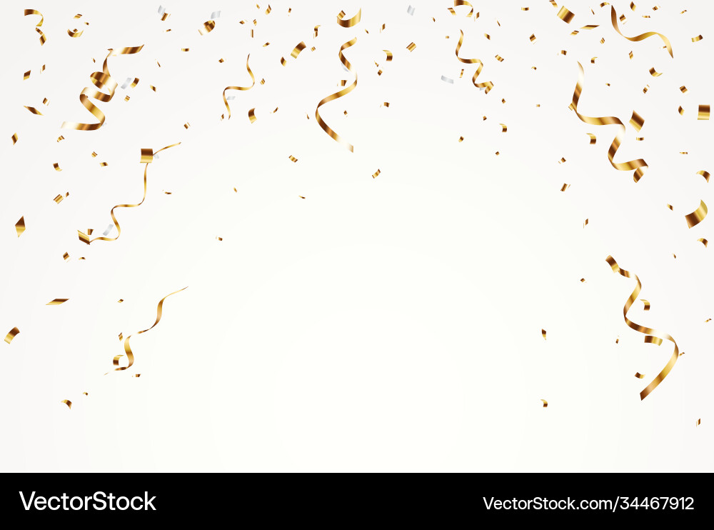 Gold confetti background isolated on transparent Vector Image