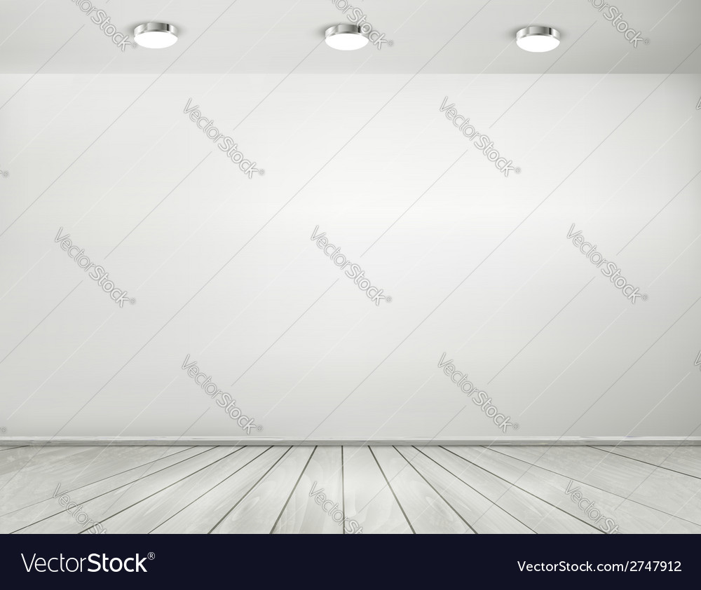 Grey Room Spotlights And Wooden Floor Showroom Vector Image