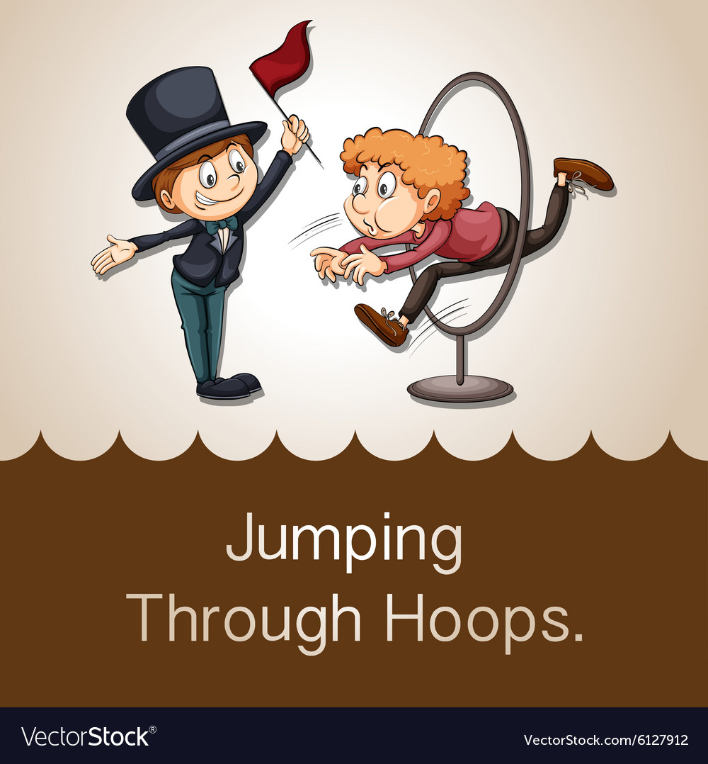 idiom-jumping-through-hoops-royalty-free-vector-image