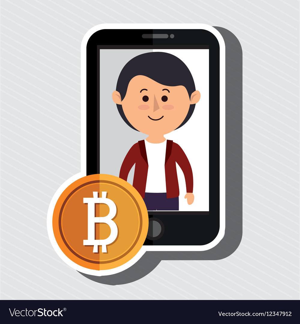 Man smartphone bit coin