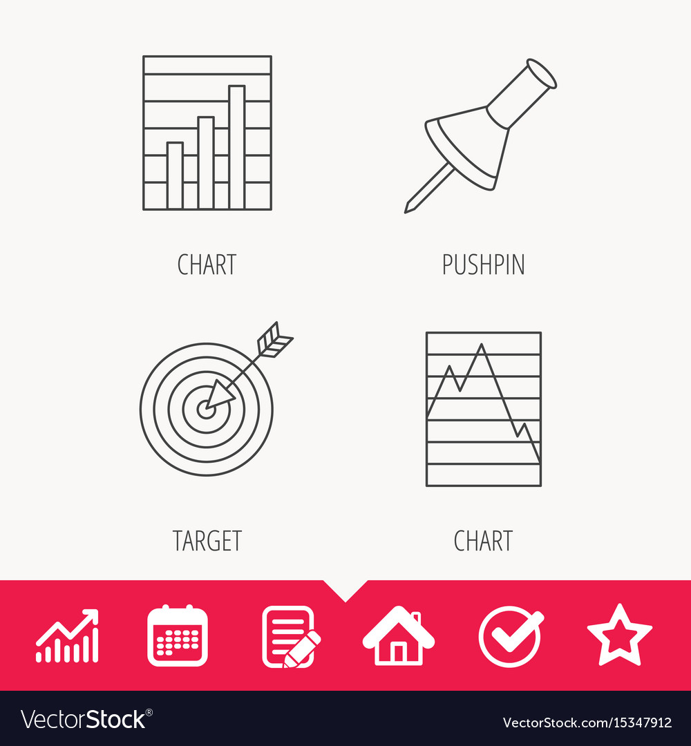 Pushpin graph charts and target icons