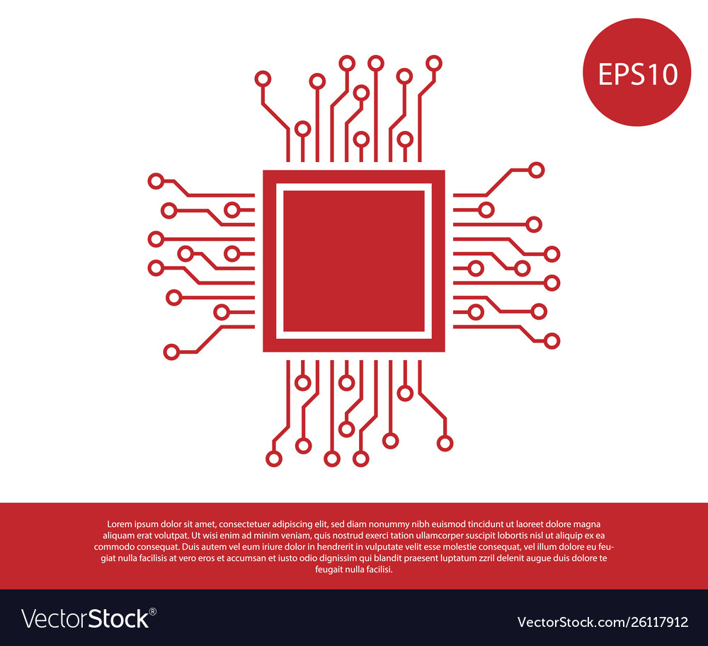Red processor icon isolated on white background