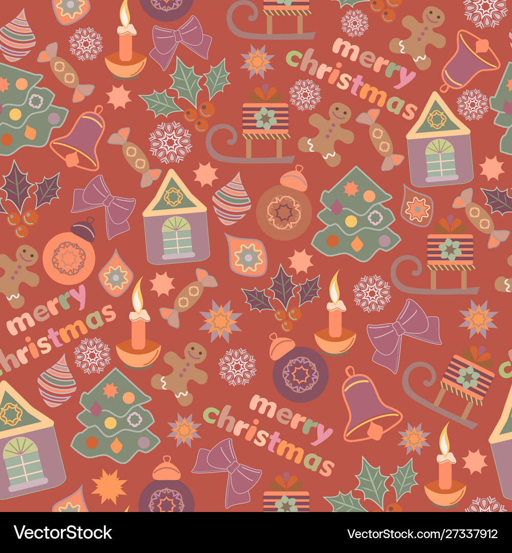 Seamless colored christmas pattern Royalty Free Vector Image