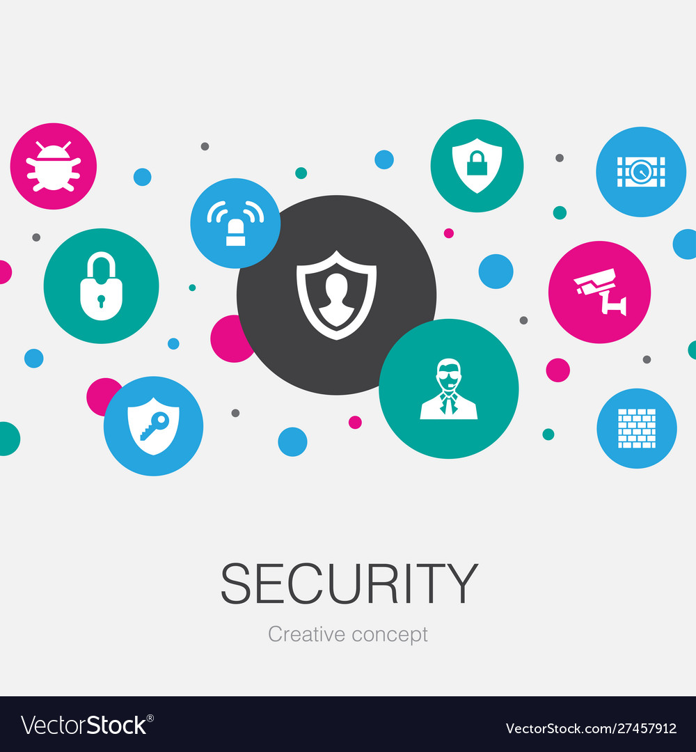 Security trendy circle template with simple icons