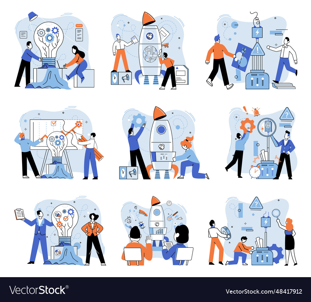 Team solving problems solve business problem vector image Team solving problems solve business problem