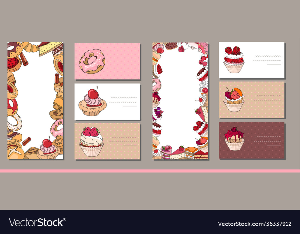 Templates with different pastry and sweetsfor