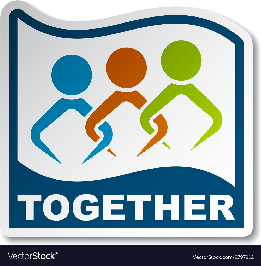 Together joined people sticker Royalty Free Vector Image