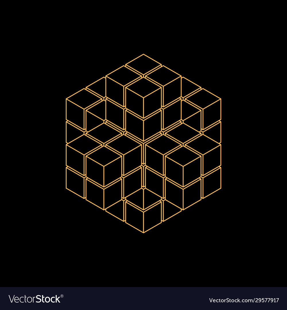Abstract 3d cube from cubes isometric projection