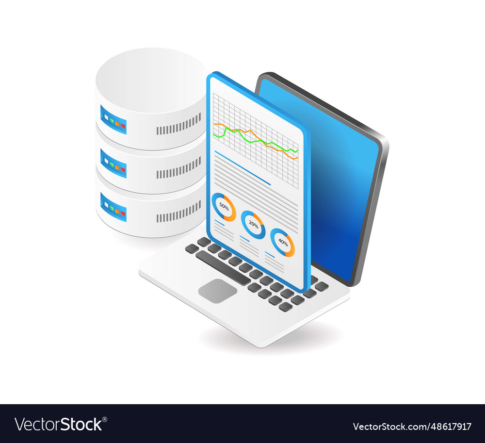 Analyst server data performance vector image Analyst server data performance