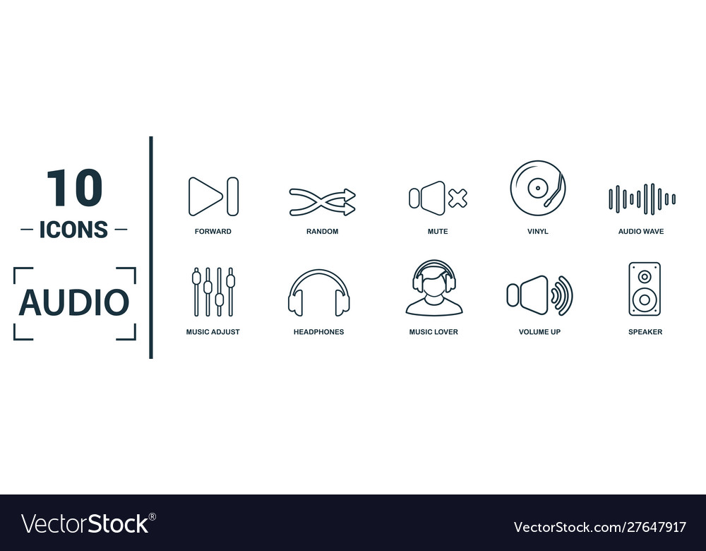 Audio buttons icon set include creative elements vector image Audio buttons icon set include creative elements