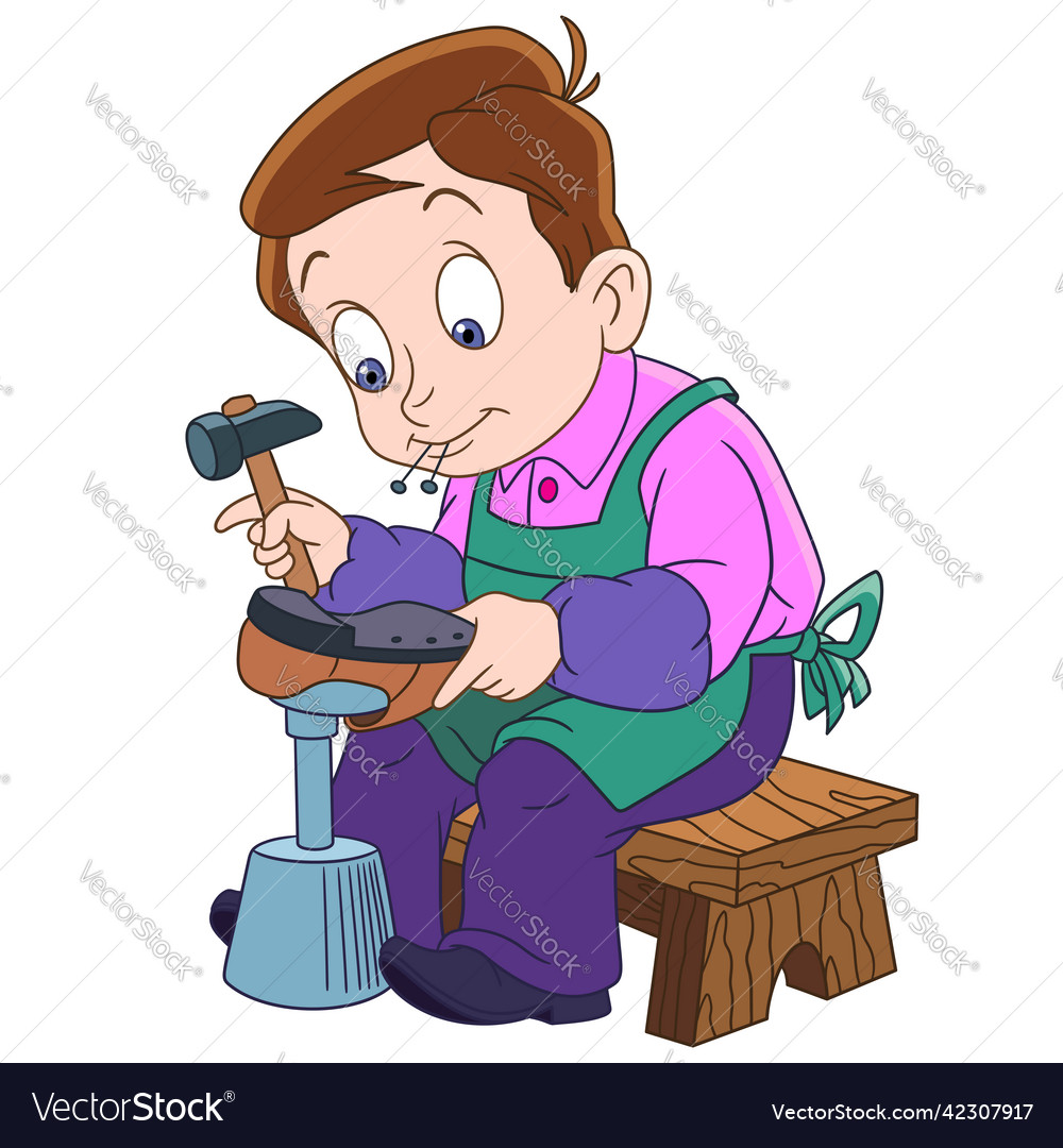 Cartoon boy shoemaker Royalty Free Vector Image