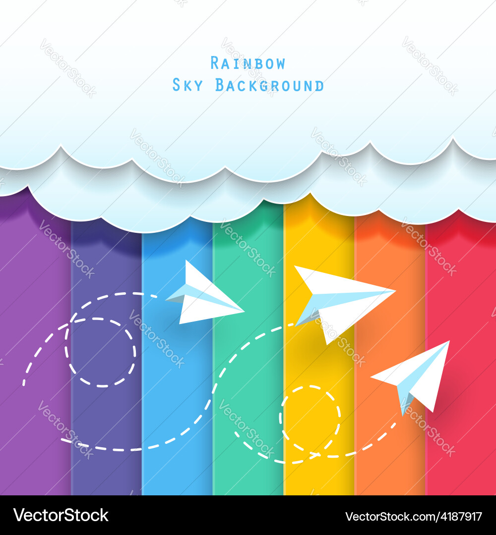 Clouds and rainbow sky background Royalty Free Vector Image