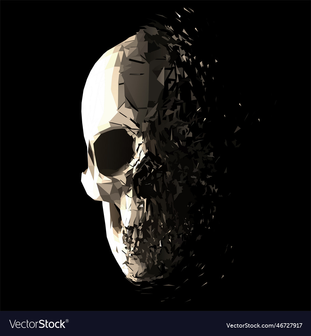 Premium Vector  Human skull on glitching display.