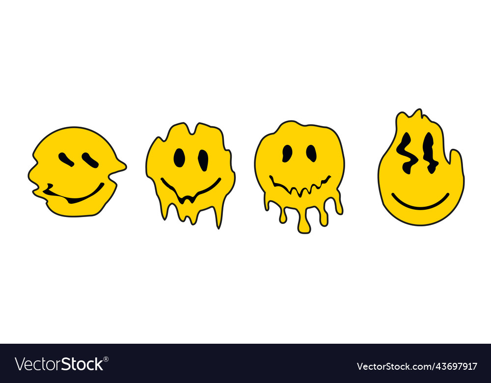 Free Vector  Acid emoji stickers set