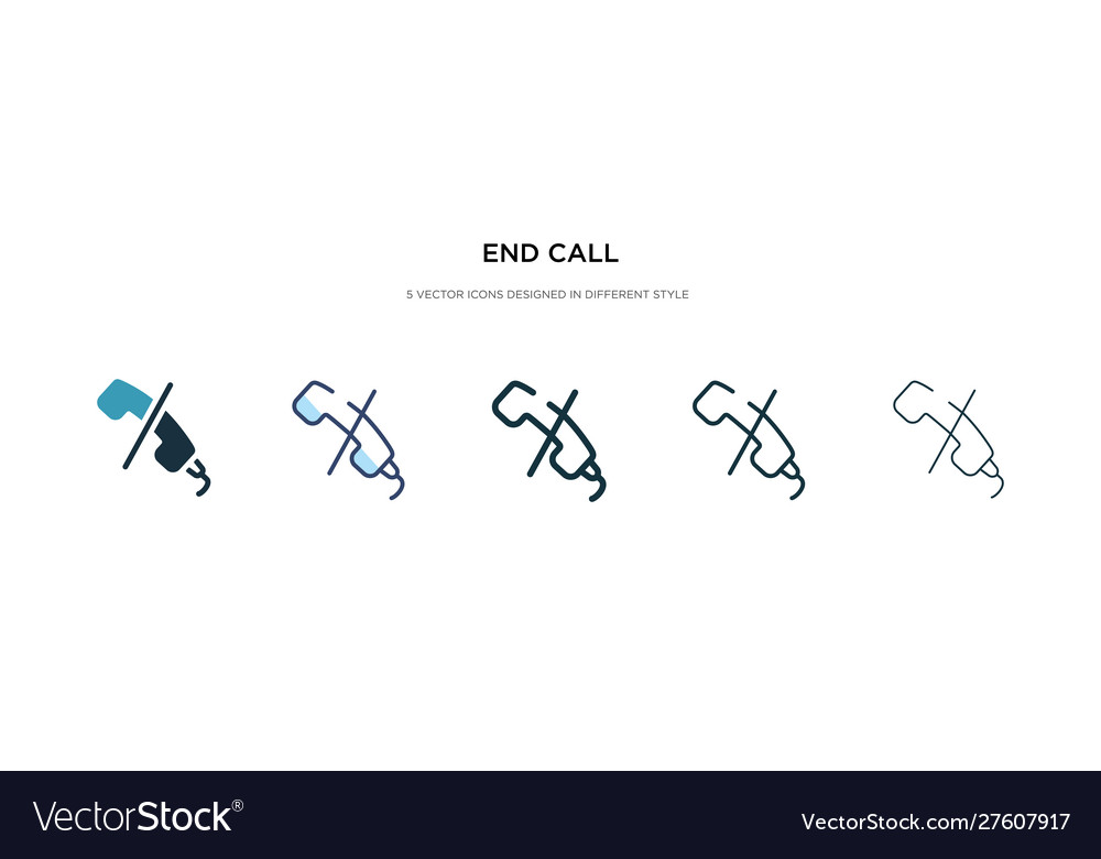 End call icon in different style two colored vector image End call icon in different style two colored
