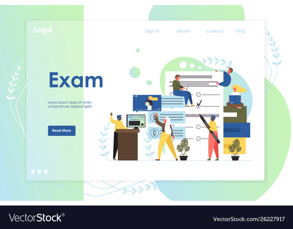 Exam website landing page design template