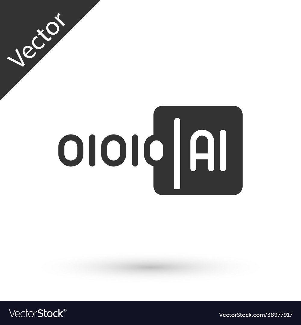 Graue binäre Code-Symbol isoliert auf weißem Hintergrund