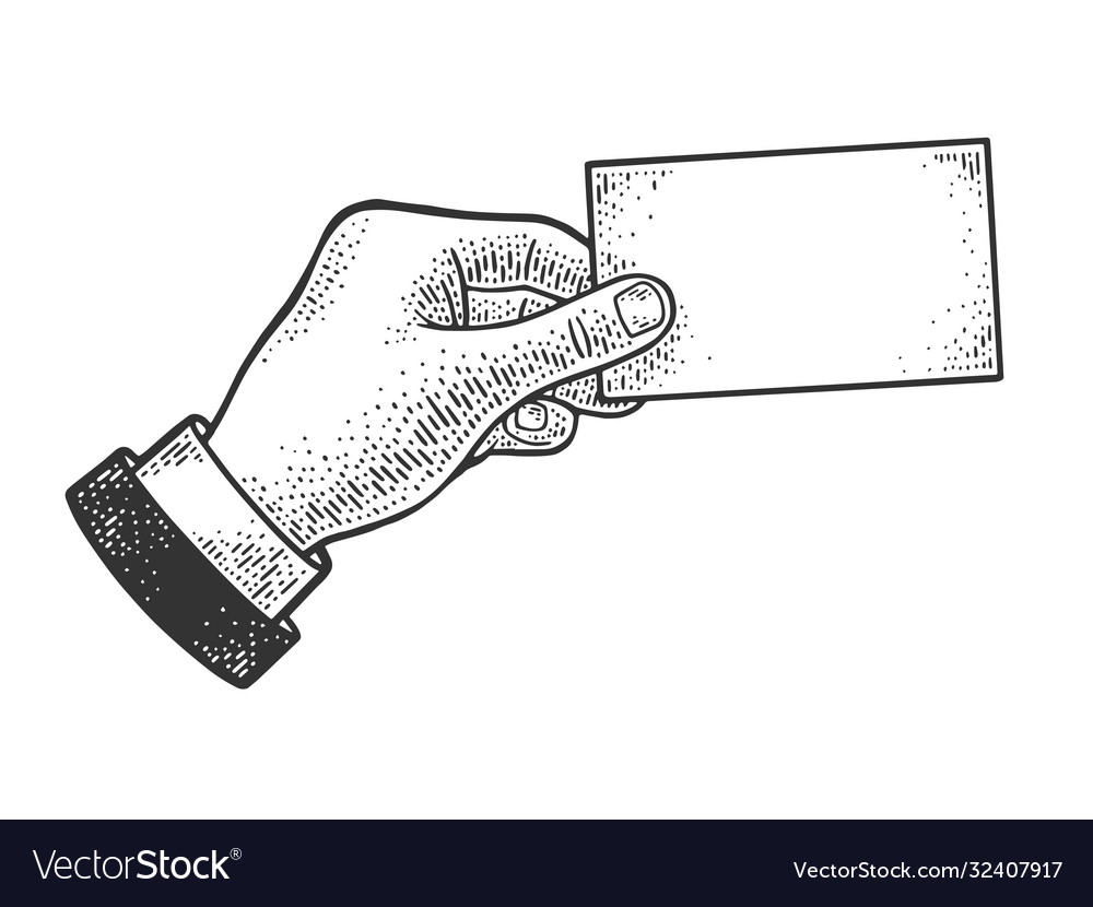 Hand with business card sketch