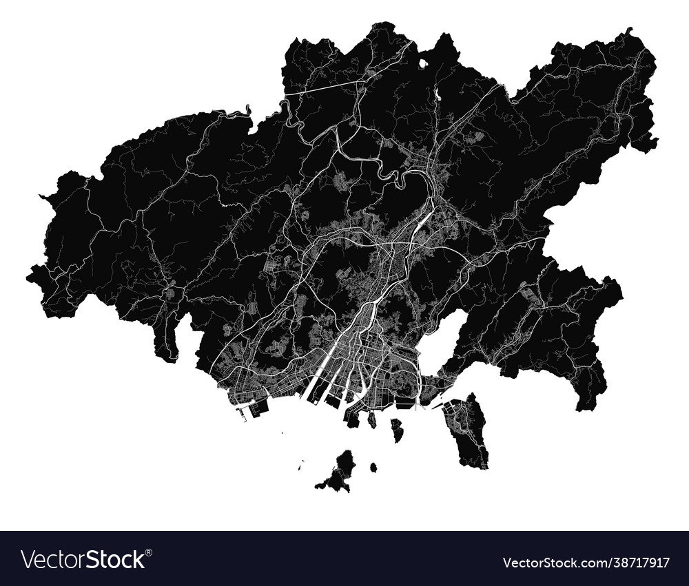 Hiroshima map detailed black map Royalty Free Vector Image