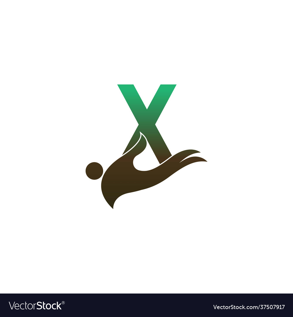 Letter x logo icon with people hand design symbol