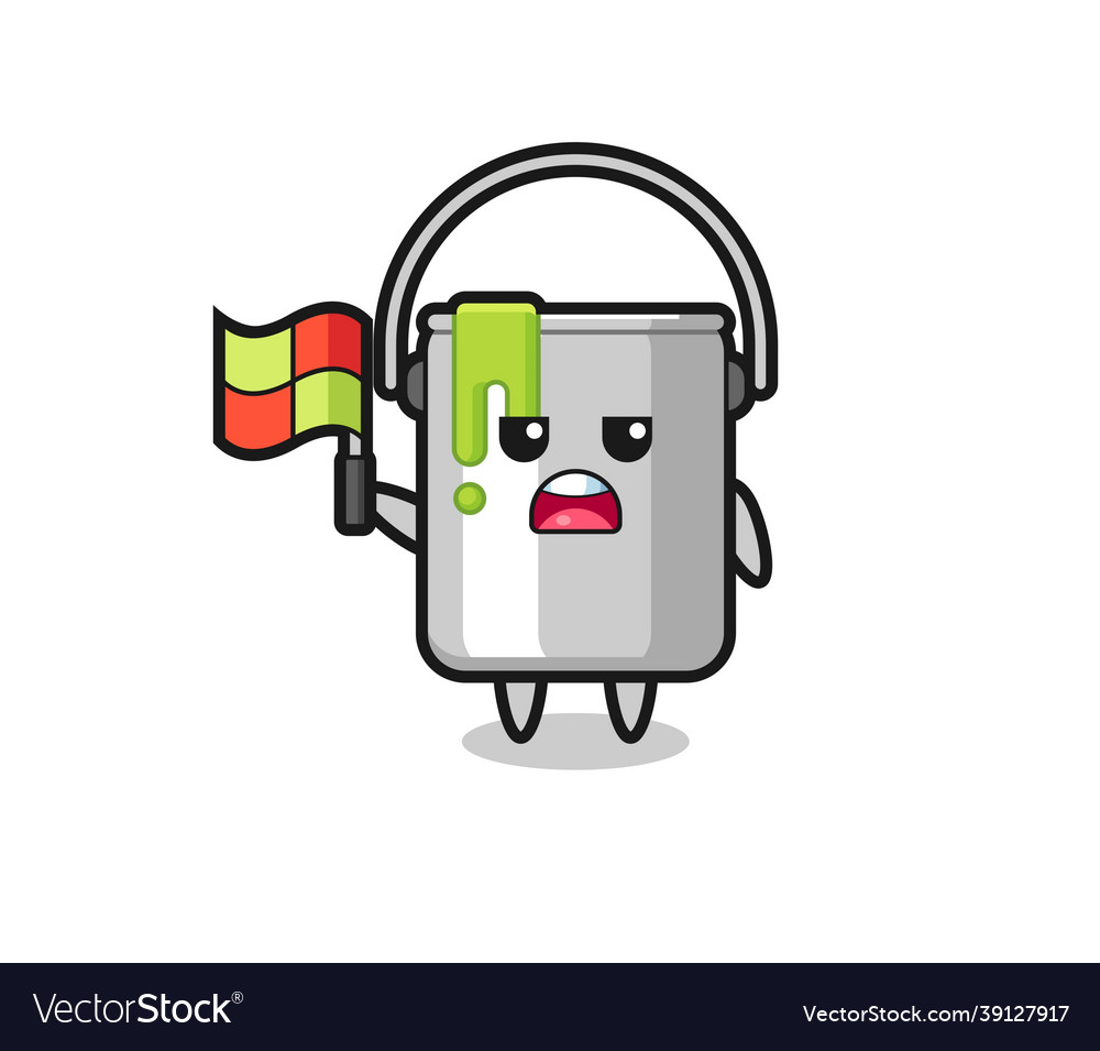 Paint tin character as line judge putting vector image Paint tin character as line judge putting