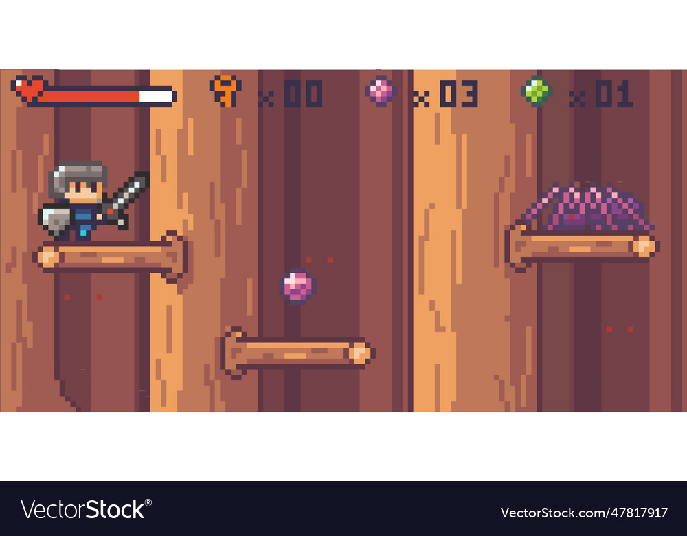 Pixel art style character in game arcade play vector image Pixel art style character in game arcade play