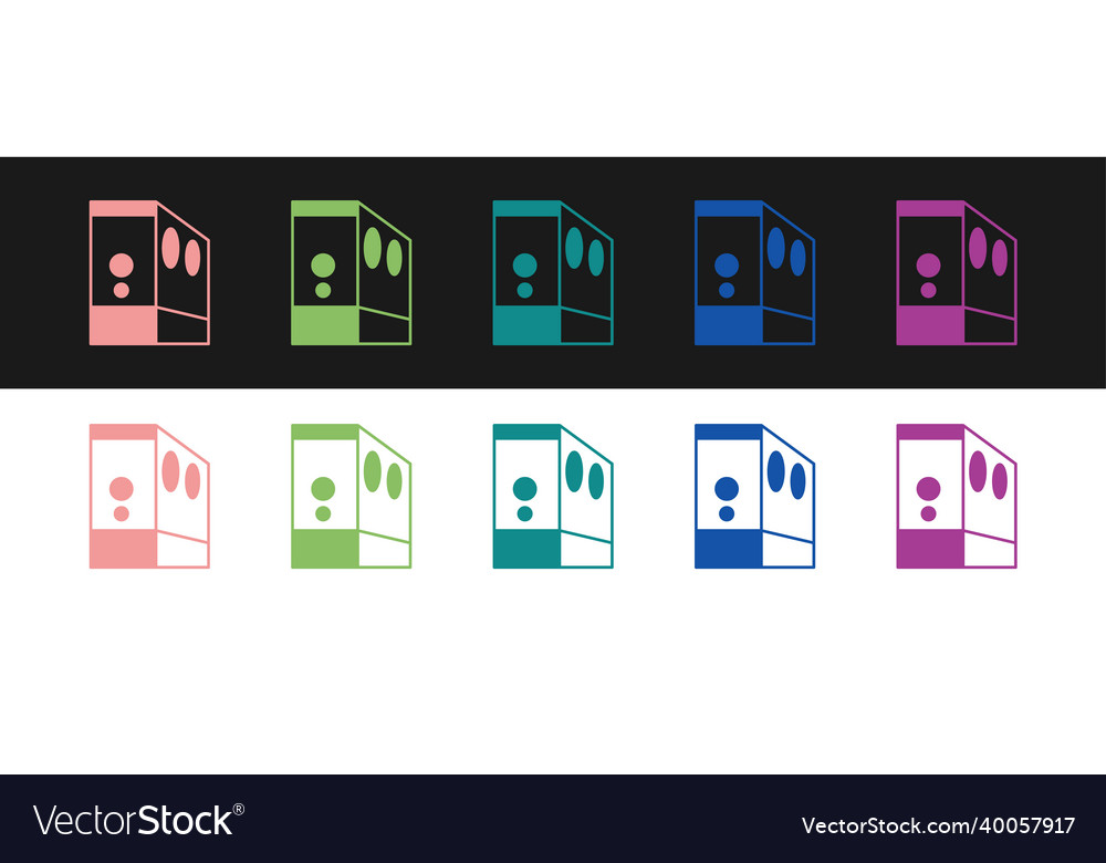 Set case of computer icon isolated on black vector image Set case of computer icon isolated on black