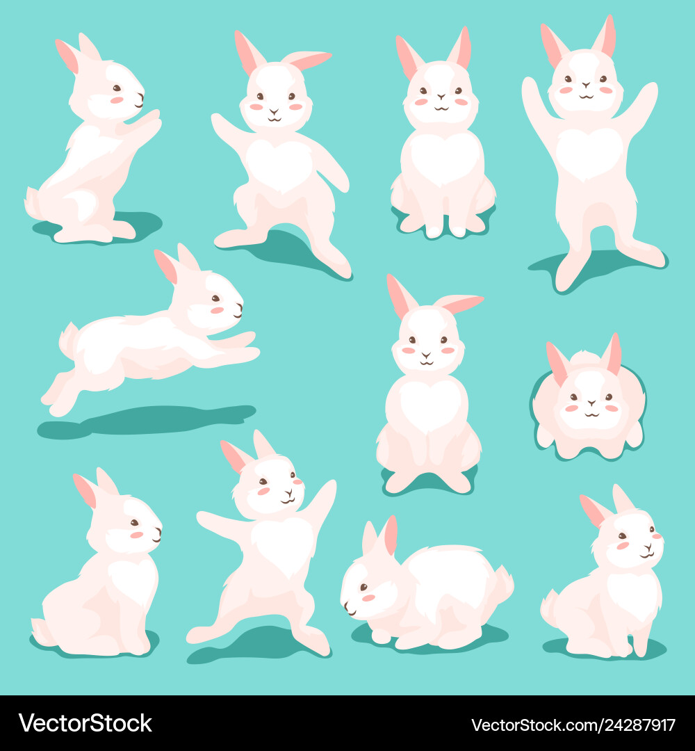 Set cute easter bunnies Royalty Free Vector Image