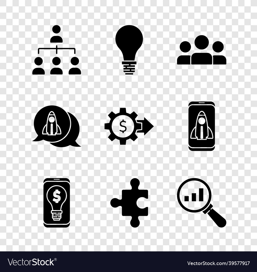 Set hierarchy organogram chart light bulb vector image Set hierarchy organogram chart light bulb