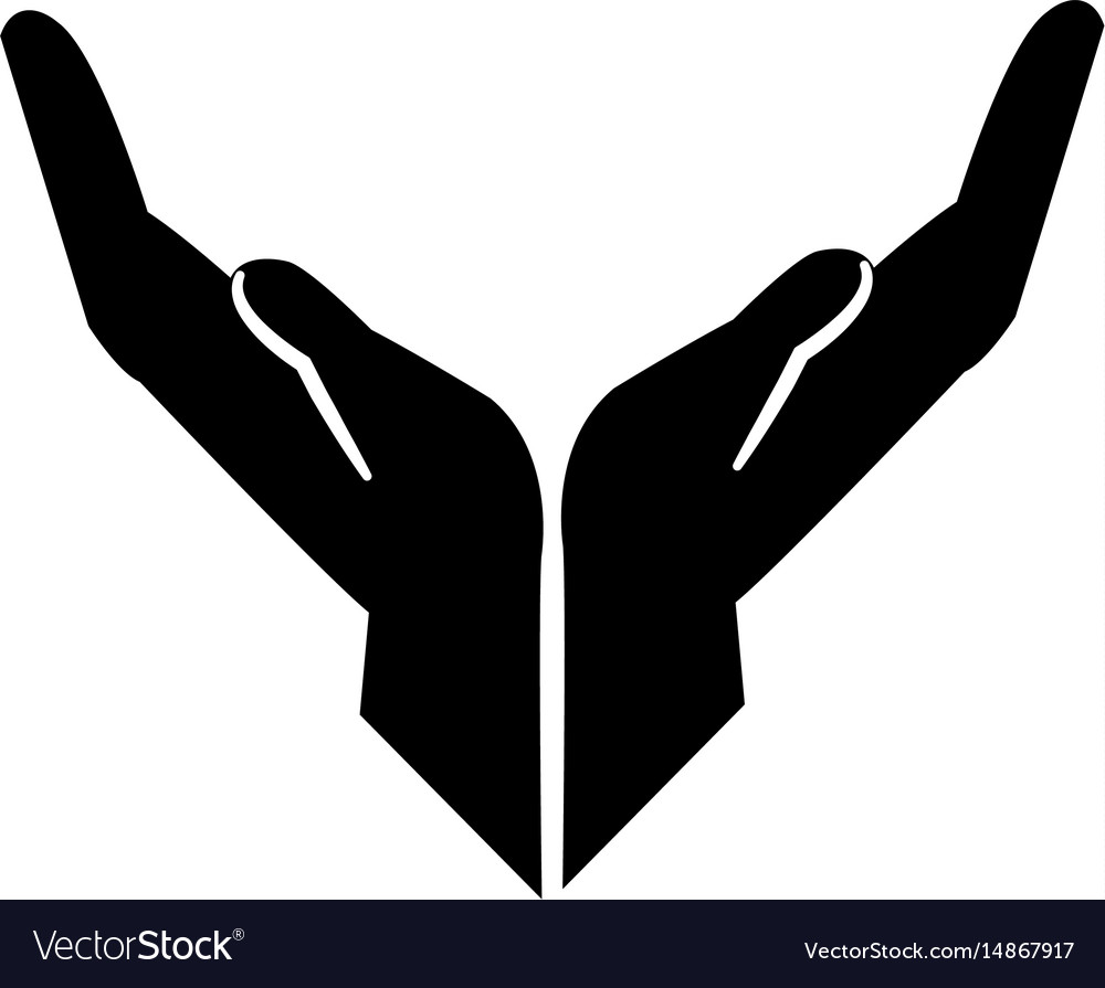 Supporting hands holding care concept pictograph