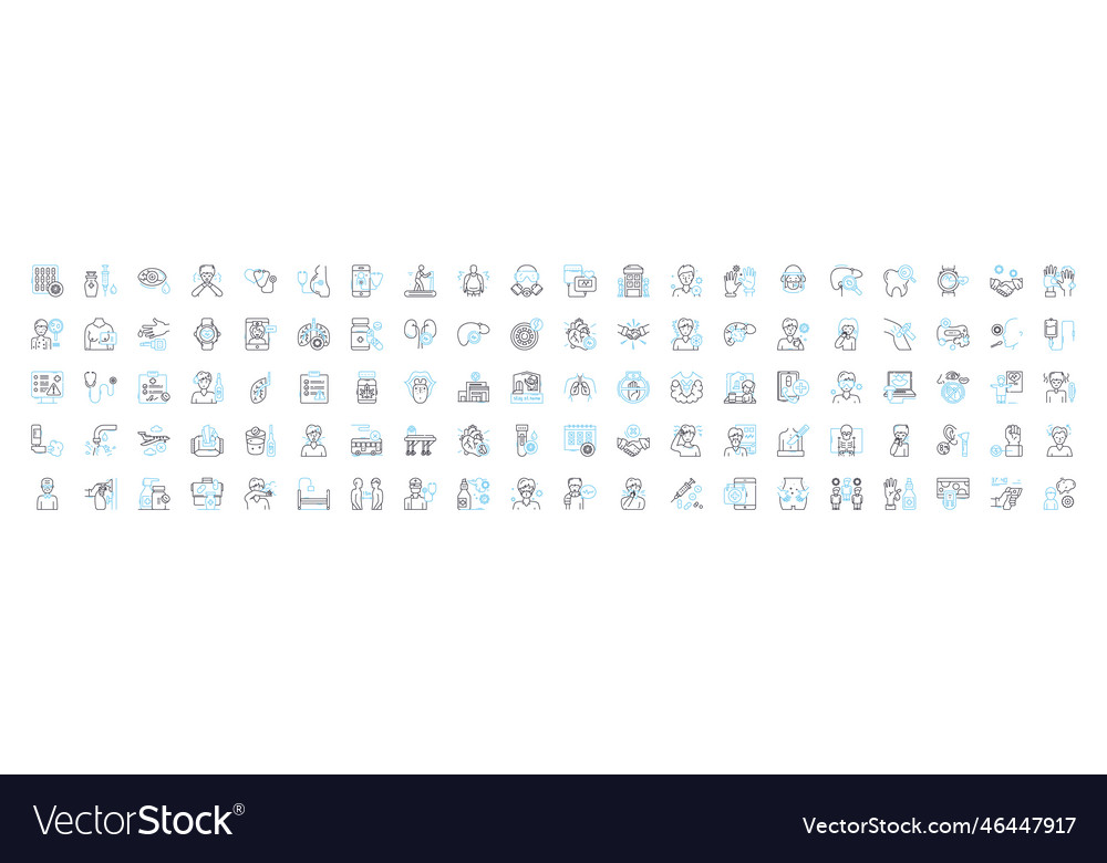 Virus theraphy line icons set antiviral