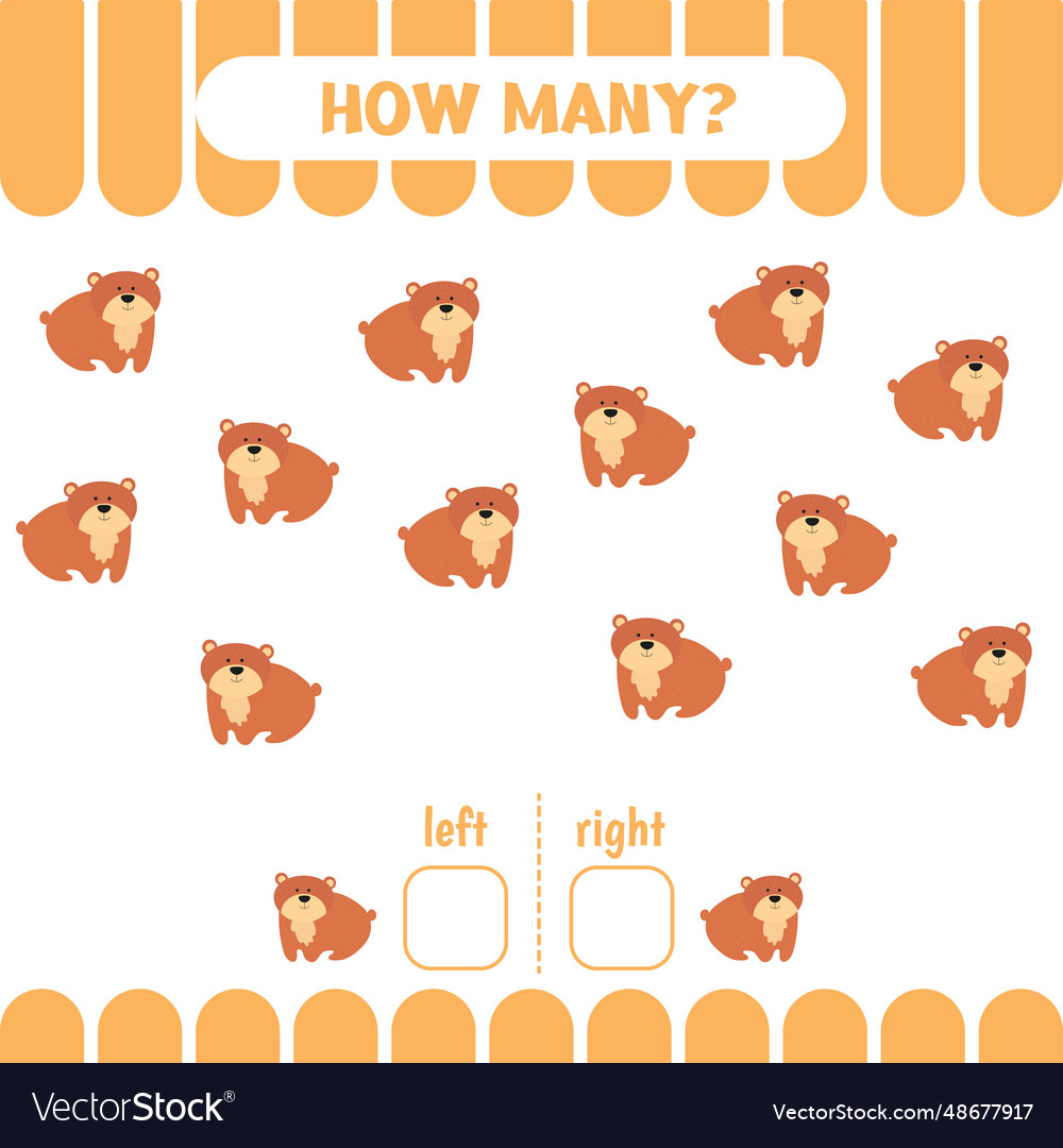 Worksheet for kids to learn left and right count