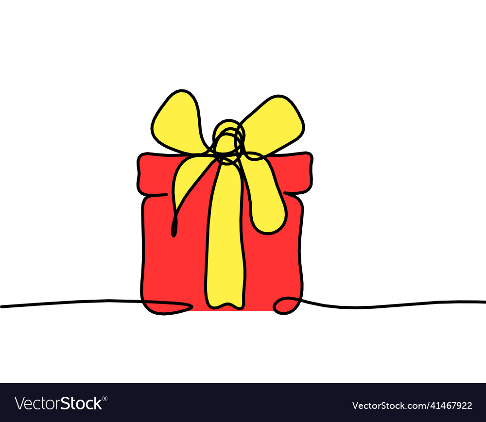 Abstract color present box as continuous line Vector Image Abstract color present box as continuous line