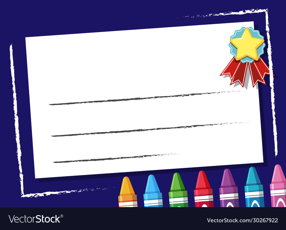 Background design template with crayons and star Vector Image