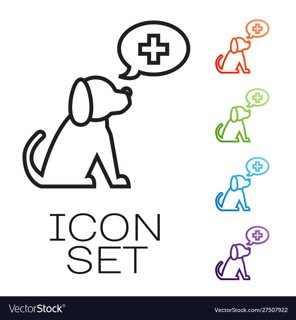 Black line veterinary clinic symbol icon isolated vector image Black line veterinary clinic symbol icon isolated