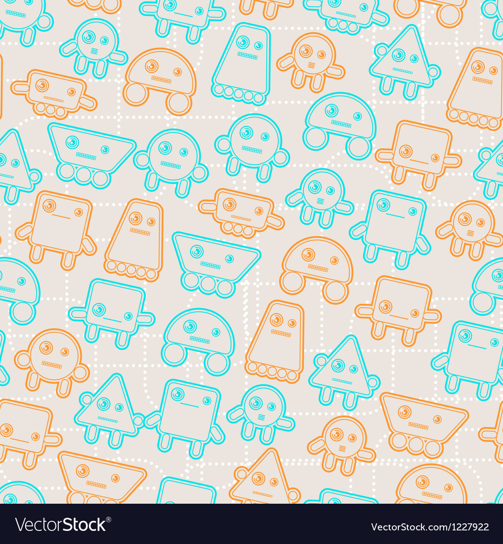 Cartoon robots seamless pattern