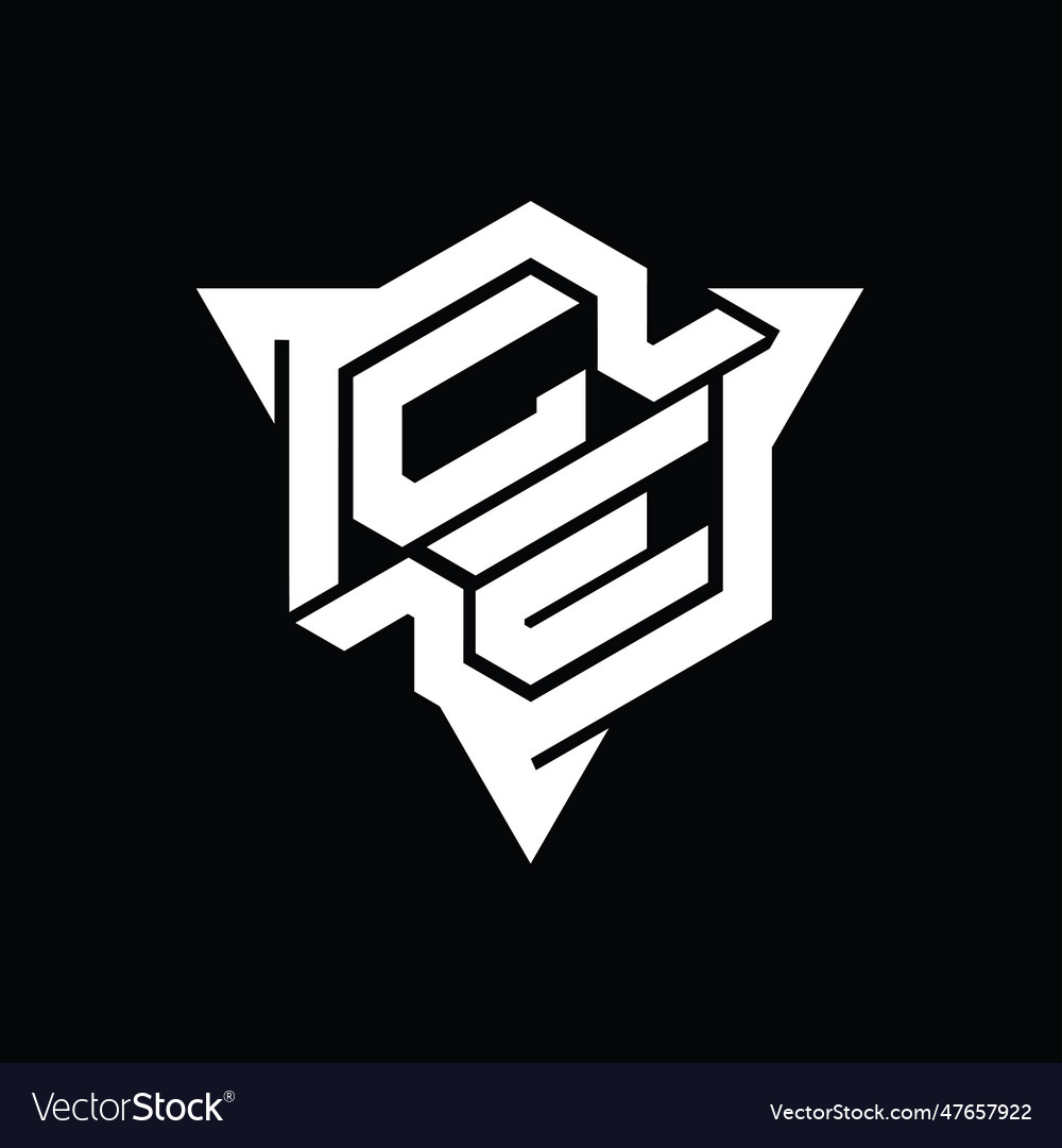 Ce logo monogram hexagon shape with triangle