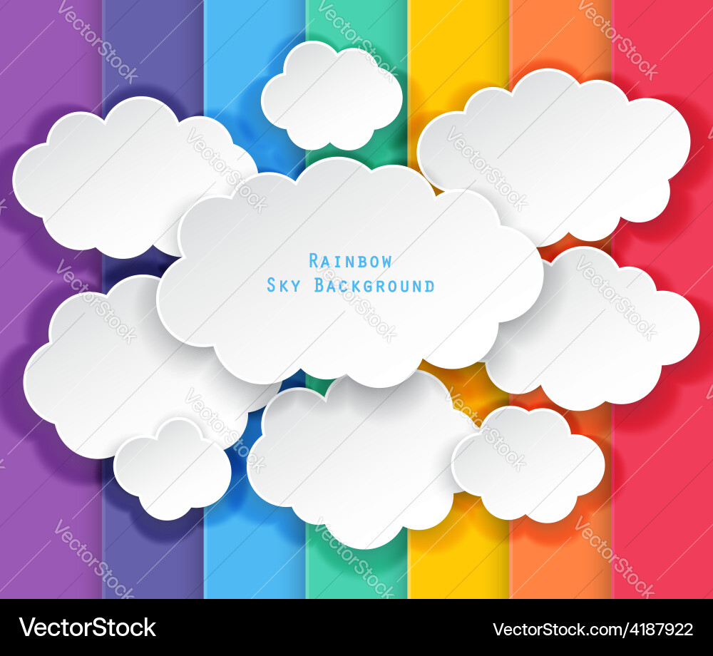 Clouds and rainbow sky background Royalty Free Vector Image