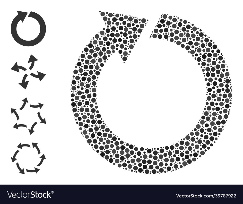 Dotted rotate mosaic of round dots and similar vector image Dotted rotate mosaic of round dots and similar