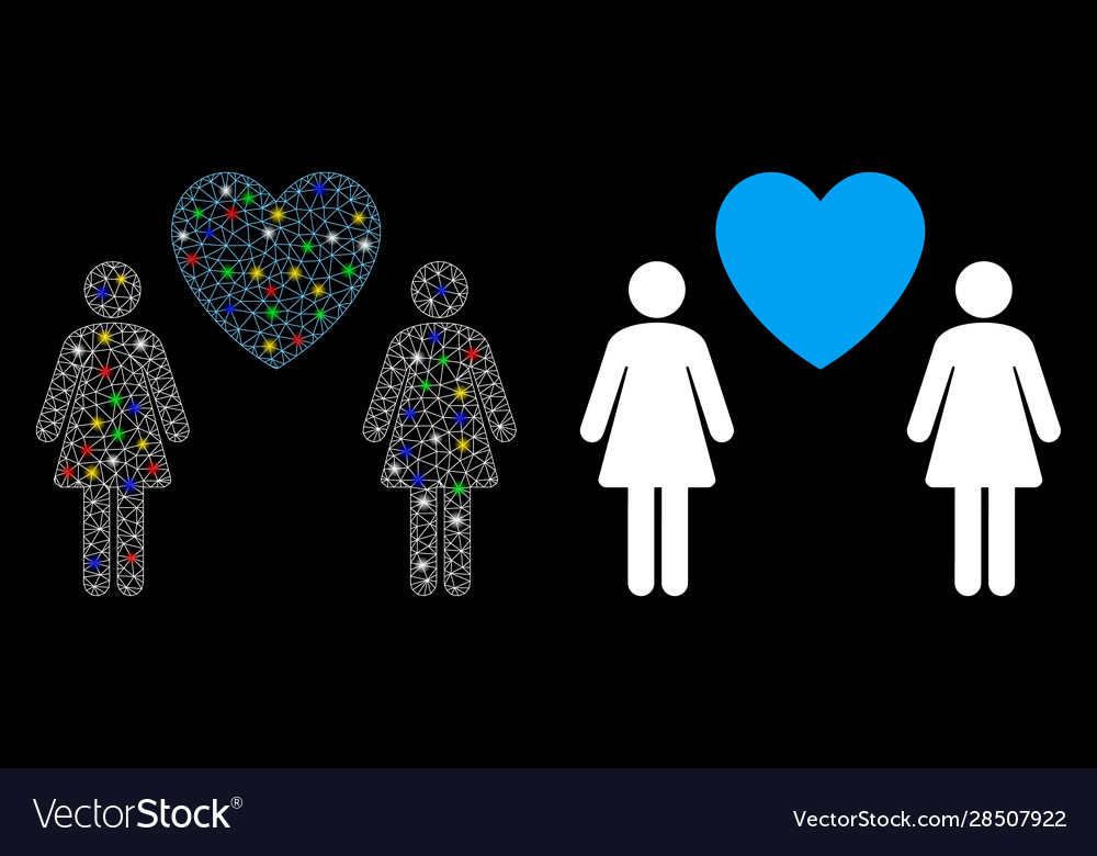 Glossy mesh carcass lesbi love pair icon vector image Glossy mesh carcass lesbi love pair icon