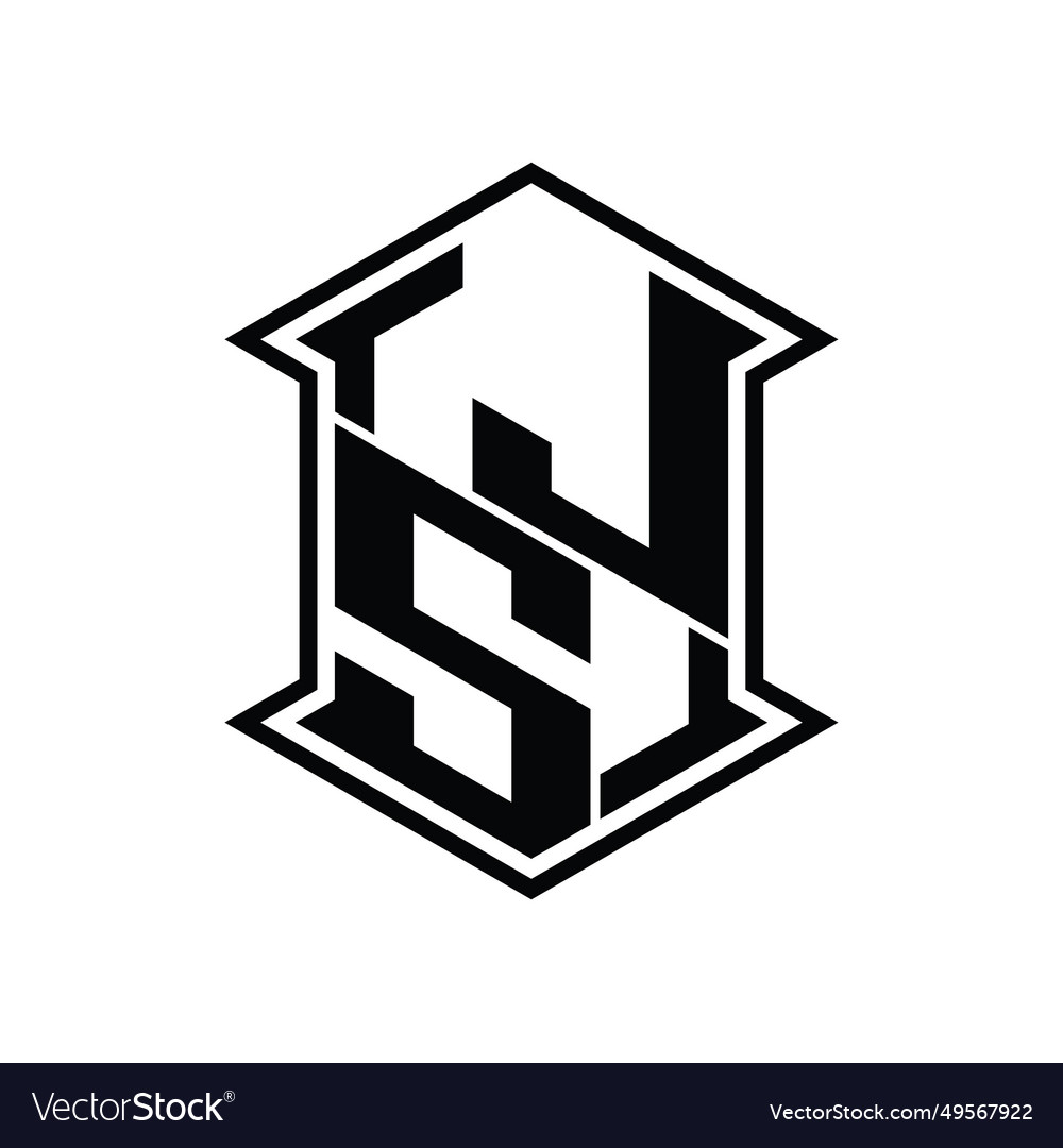 Js logo monogram hexagon shield shape up and down