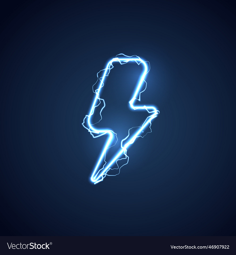 Lightning bolt set neon signs high-voltage neon Vector Image