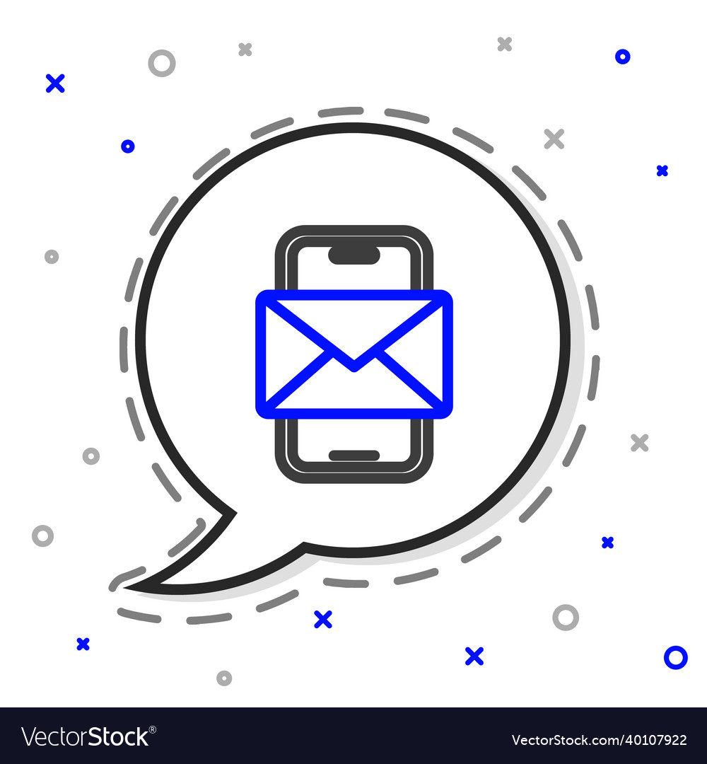 Line mobile and envelope new message mail icon vector image Line mobile and envelope new message mail icon