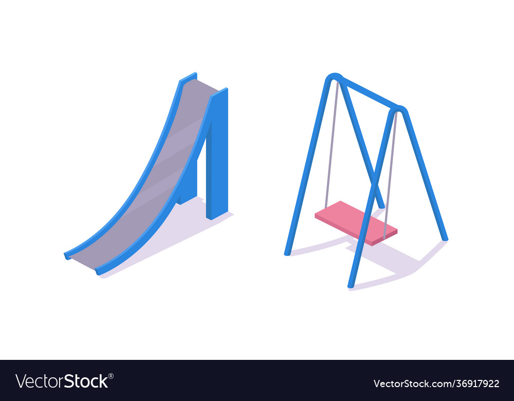 Modern children swings and an iron slide