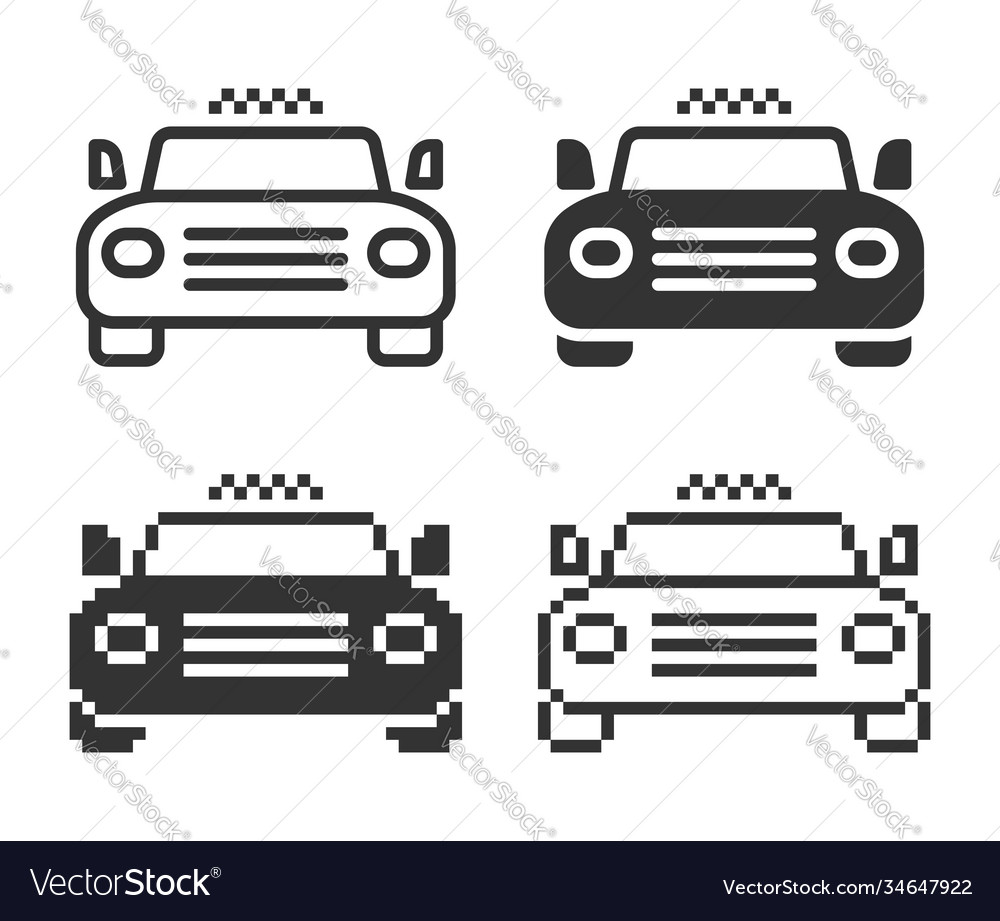 Monochromatic taxi icon in different variants vector image Monochromatic taxi icon in different variants