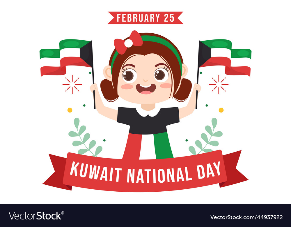National kuwait day on february 25th with kids Vector Image