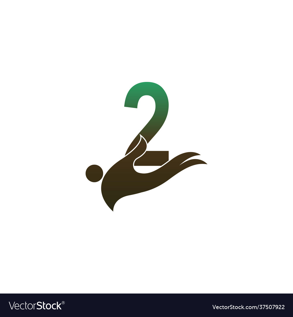 Nummer 2 Logo-Symbol mit Menschen Hand-Design Symbol