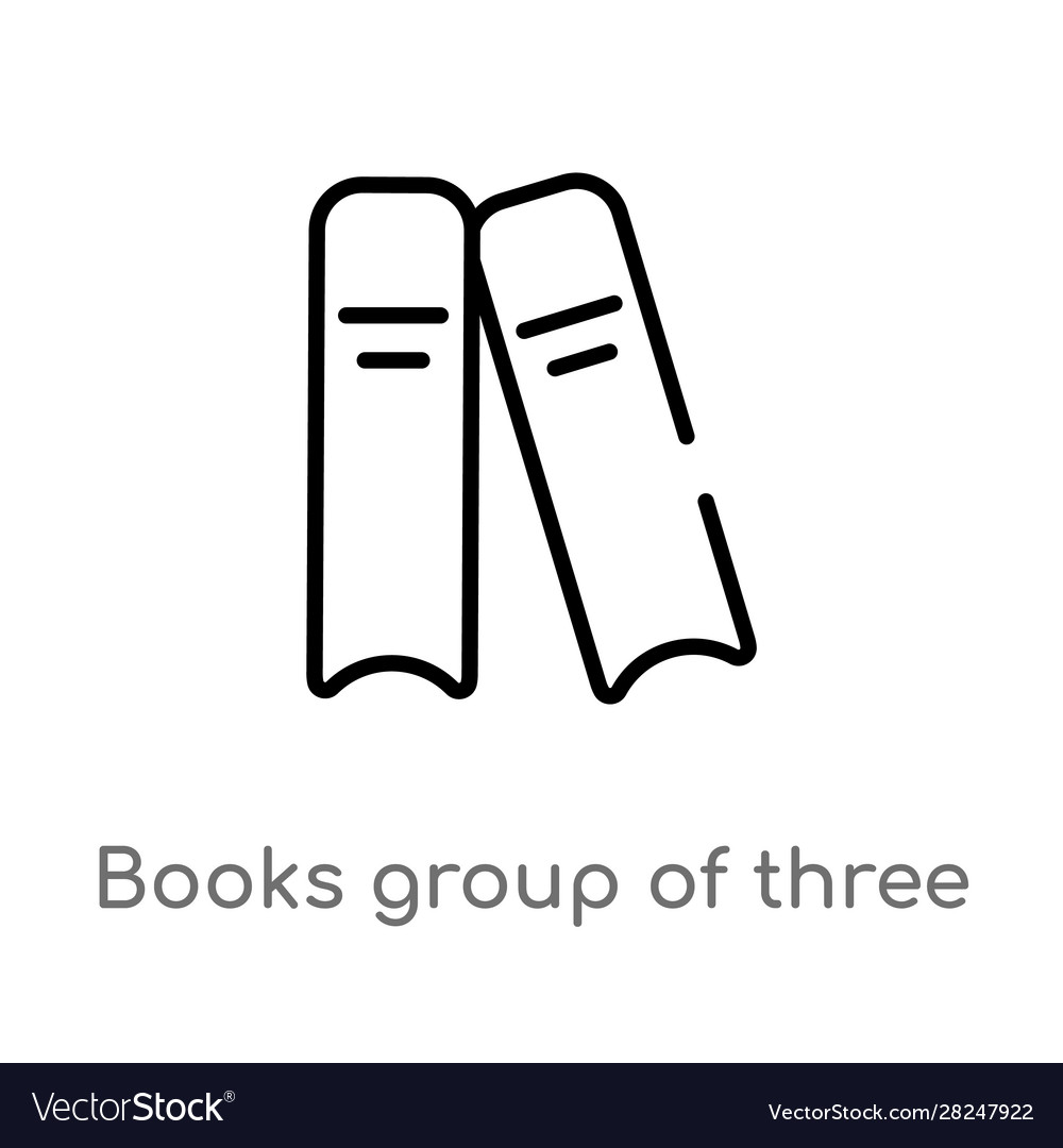 Outline books group three from side view icon