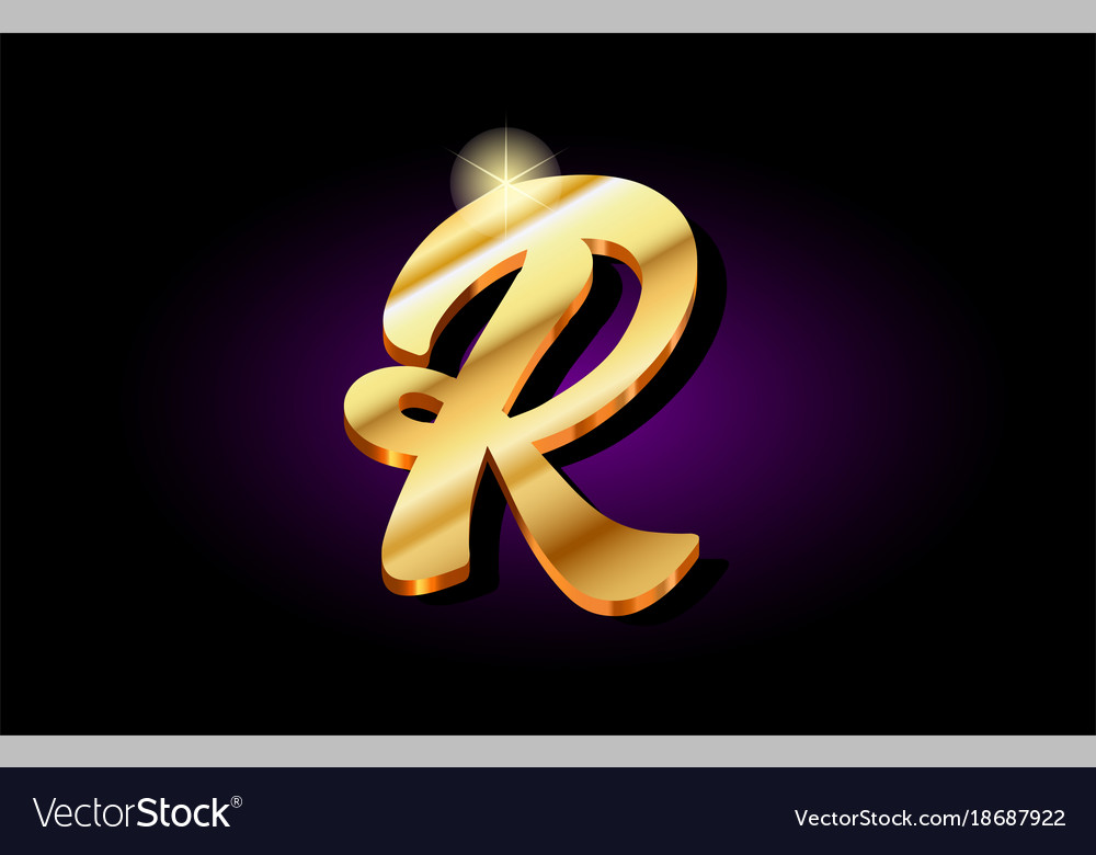 R alphabet letter golden 3d logo icon design Vector Image